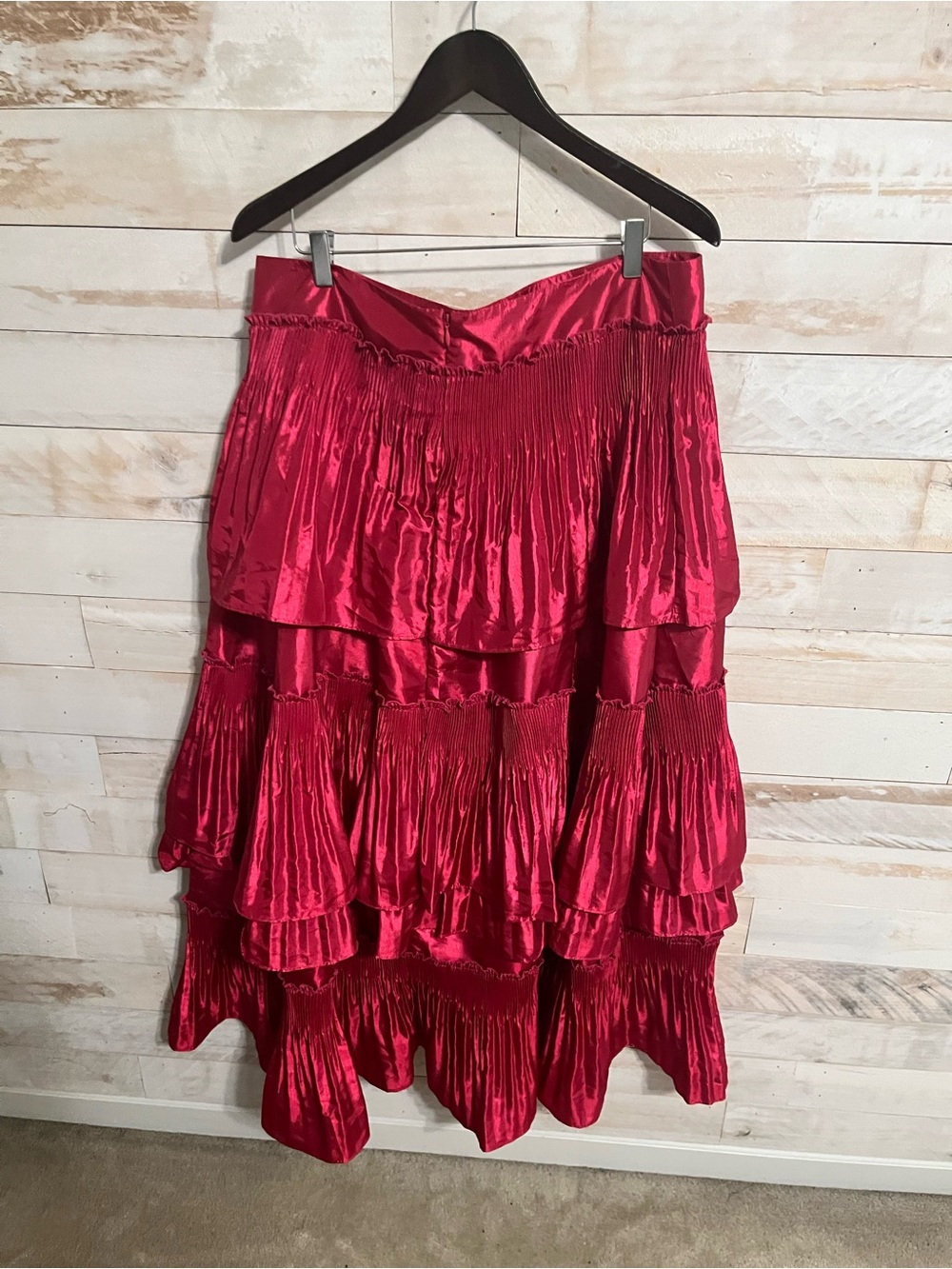 NWT Anthropologie size XL tiered pintucked maxi skirt in pink - Picture 6 of 10